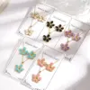 Wholesale 304 Stainless Steel Oil Drop Five Leaf Flower Necklace Earring Set Women's Jewelry Accessories Holiday Casual Vacation Style