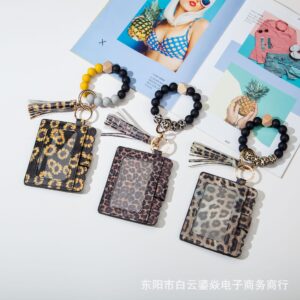 Wholesale Keychain Card Holder Pu Tassel Id Bag Wrist Keychains