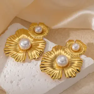 Pearl Sunflower Earrings