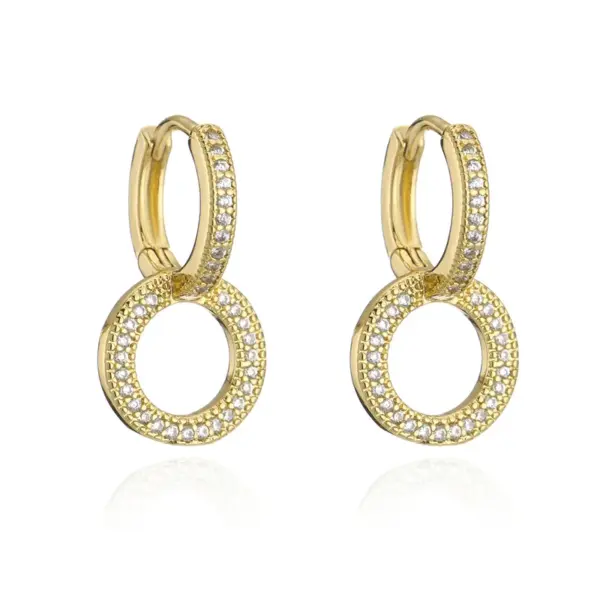 Wholesale Vintage Copper Geometric 18k Gold Micro-set Zircon Earrings Wholesale