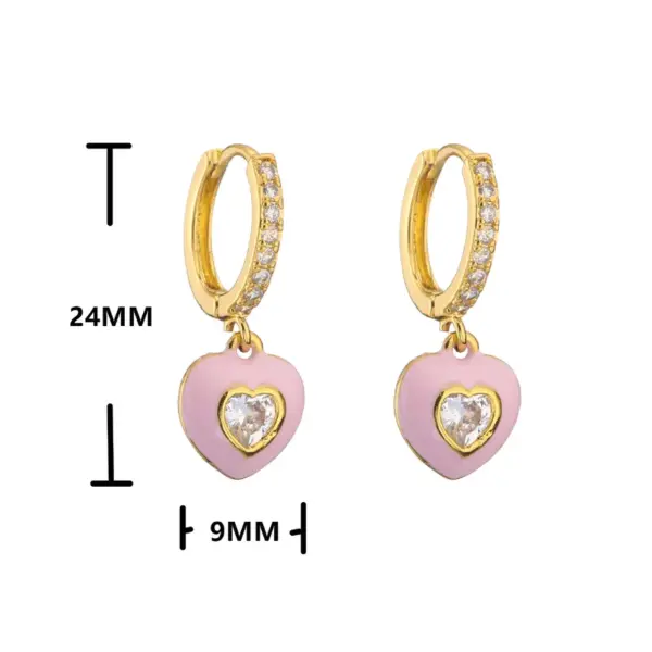 Cute Heart Plating Copper Zircon Copper Earrings
