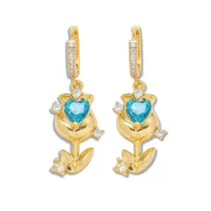 E1286 Blue Tulip Earrings
