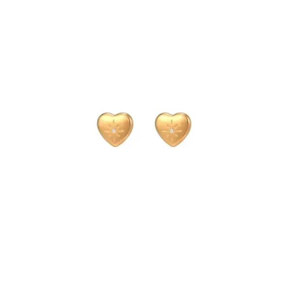 Wholesale PVD Coated 18K Gold Plated Heart Shape Stainless Steel Cute Waterproof Non Tarnish Ear Studs