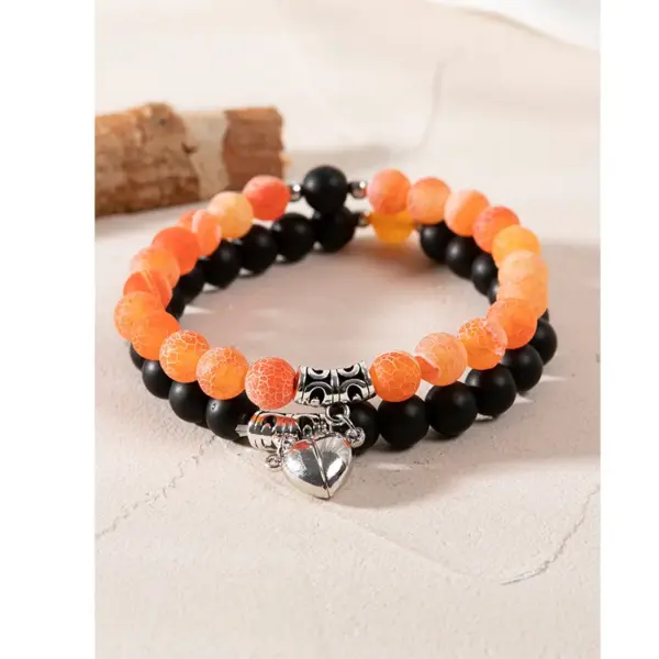 Wholesale Fashion Heart Shape Agate Beaded Bracelets 1 Set