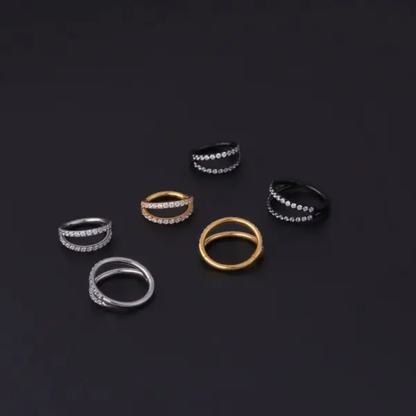 316L Stainless Steel Zircon Nose Rings & Studs Geometric Waterproof Non Tarnish Surgical Steel