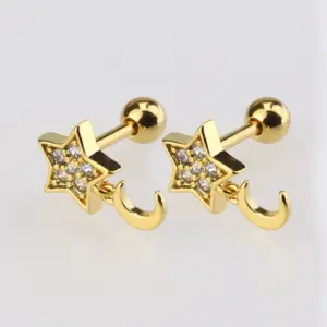 Golden Five-Pointed Star Eardrops Stud Earrings Pieces