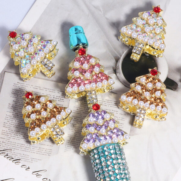 Wholesale Alloy pearl rhinestone Christmas tree, gorgeous with straight bead holes, DIY phone chain, keychain, bag chain accessories