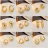 Wholesale PVD Coated Real Gold Plated C Shape Geometric Stainless Steel Casual Elegant Waterproof Non Tarnish Ear Studs