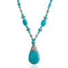 Wholesale European and American Cross-border Fashion Bohemian Turquoise Water Drop Pendant Short Necklace Turquoise Handmade Clavicle Chain for Women