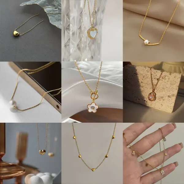 Wholesale Sweet Heart Shape Titanium Steel Artificial Gemstones Zircon Pendant Necklace In Bulk