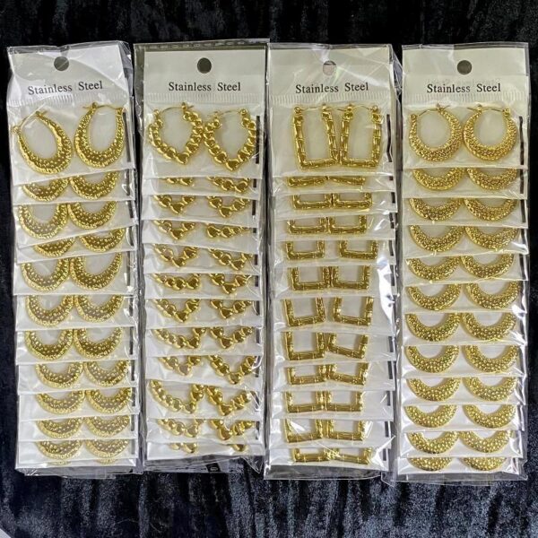 Geometric Crystal Stainless Steel Earrings 18K Gold Plated Fashionable Women's Hoop Earrings With Oil Pressing Process