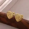 Wholesale 304 Stainless Steel Heart Shape PVD Coated Stone-Free 18K Real Gold Plated Simple Style Classic Style Ear Studs