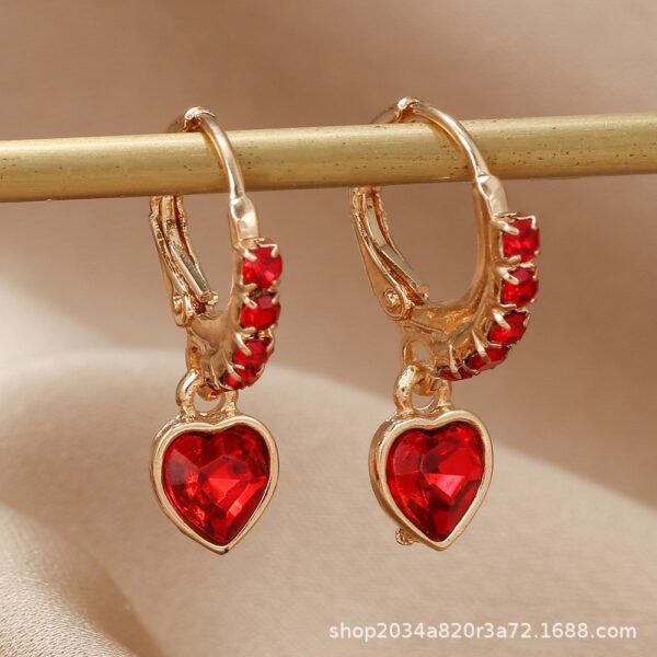 Wholesale Pair of Cute Fashion Eco-friendly Metal Alloy Diamond Peach Heart Pendant Earrings Valentine's Day Mother's Day Earrings Earrings