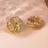 1 Pair French Style Classic Style Geometric Round Hollow Out 304 Stainless Steel Imitation Gold Electroplating Ear Studs