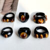 Wholesale brown imitation tiger eye round square geometric resin ring simple ring tide