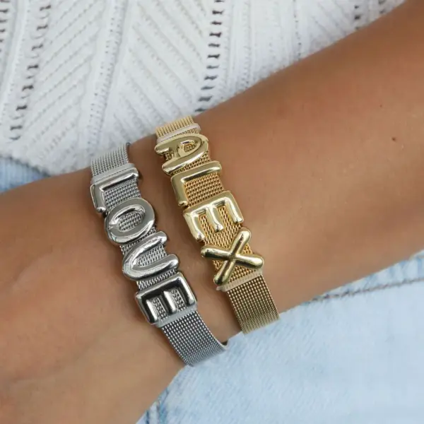 Copper 18K Gold Plated Plating Letter Bracelets