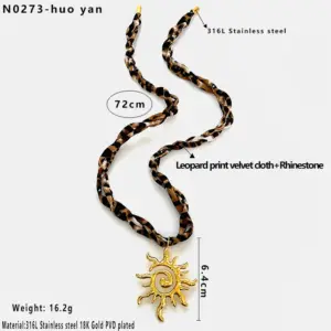 Golden Leopard Print with Diamond Knotted Flame / One Size