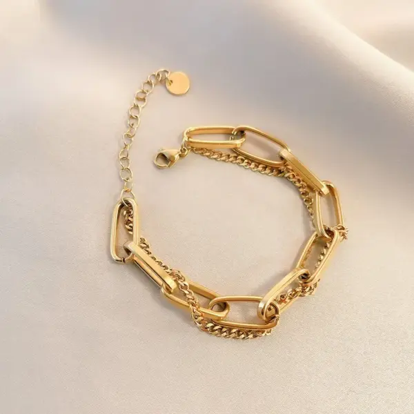 Wholesale PVD Coated 18K Gold Plated Geometric 304 Stainless Steel Waterproof Non Tarnish 304 Stainless Steel Bracelets