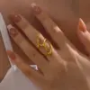Wholesale Ion Plating (IP) 18K Gold Plated Irregular 304 Stainless Steel Classic Style IG Style Waterproof Non Tarnish Open Rings