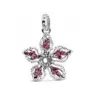 Wholesale Silver-Plated Copper Zircon Flower Electroplated Simple Style Beaded Chain Bracelet For Women Red Piranha Pendant Design Combination Jewelry Lover's Gift