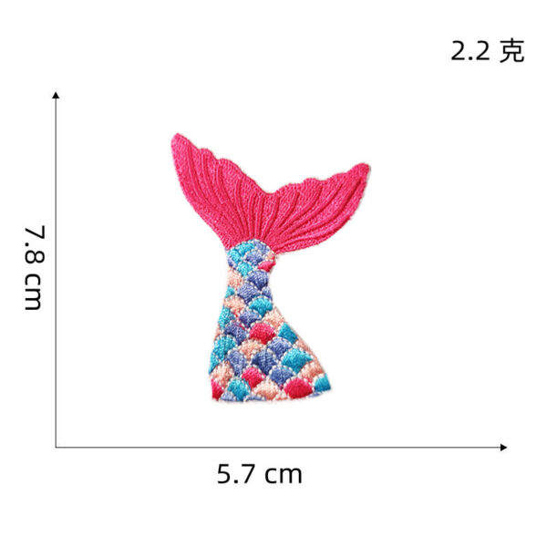 Wholesale Factory self-adhesive cloth stickers colorful mermaid tail embroidery stickers in stock cartoon marine life patch stickers Zhang Zai