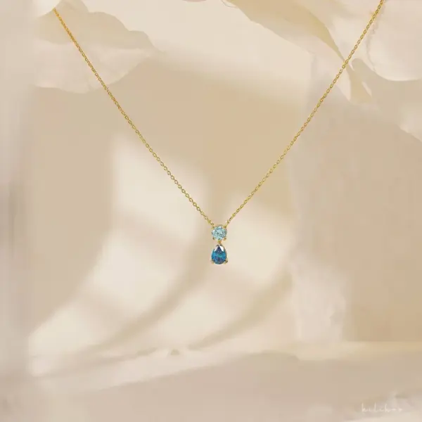 Wholesale PVD Coated 18K Gold Plated Water Droplets 201 Stainless Steel 304 Simple Style Waterproof Non Tarnish Pendant Necklace