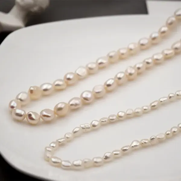 Wholesale Pearl Ferroalloy Vacuum Plating 18K Real Gold Plated Freshwater Pearl Pearl Cable Chain Irregular Necklace