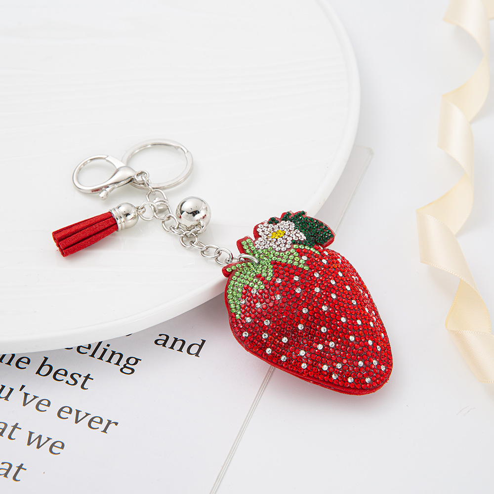 Wholesale Diamond studded strawberry keychain