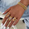 Wholesale PVD Coated Real Gold Plated 18K Gold Geometric 304 Stainless Steel IG Style Casual Simple Style Waterproof Non Tarnish Open Rings