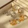 1 Pair Simple Style Classic Style C Shape Plating 304 Stainless Steel 18K Gold Plated Ear Studs