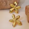 Wholesale 1 Pair Sweet Flower Plating 304 Stainless Steel Imitation Gold Electroplating Ear Studs
