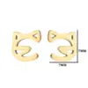 Wholesale PVD Coated 18K Gold Real Gold Plated Cat 304 Stainless Steel Cute Waterproof Non Tarnish Ear Studs