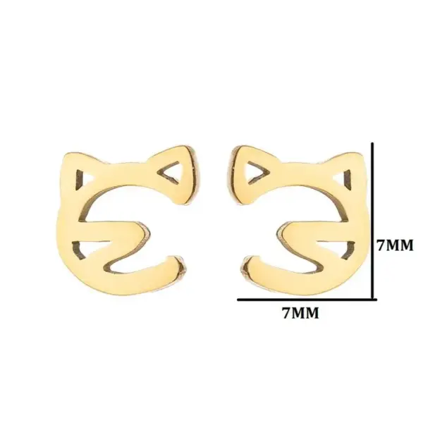 Wholesale PVD Coated 18K Gold Real Gold Plated Cat 304 Stainless Steel Cute Waterproof Non Tarnish Ear Studs