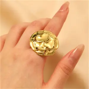 33 18K Real Gold round DZ-431 / Adjustable Opening / 1 Piece