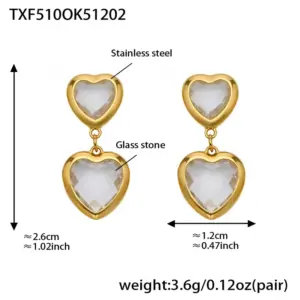 TXF510-White Faceted Stone Gold Earrings