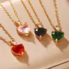 Wholesale Elegant Simple Style Heart Shape 304 Stainless Steel Copper Plating Inlay Gold Plated Zircon Pendant Necklace