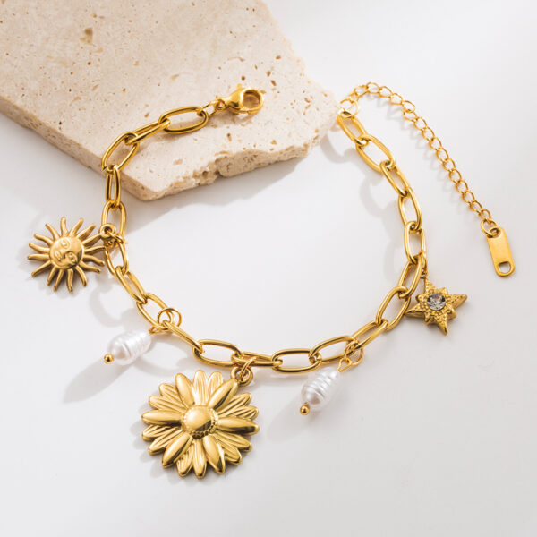 Wholesale European and American Style Fashion Titanium Steel Bracelet Women's Simple Flower Cherry Strawberry Love Pendant Stainless Steel Bracelet