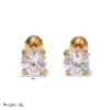 Wholesale Sparkling Zircon Ear Bone Stud Earrings Piercing Jewelry 304 Stainless Steel 18K Gold Plated INS Style Elegant