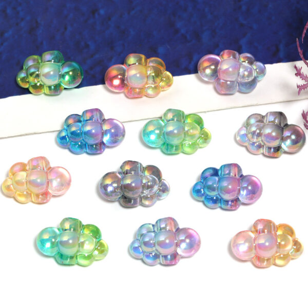 Wholesale acrylic color-transmitting gradient clouds vertical hole beaded diy mobile phone chain keychain aessories beads loose beads