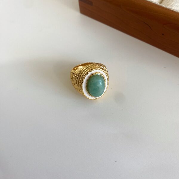 Wholesale French niche design Aurel * eBider * ann turquoise ring Vintage middle ancient gold ring