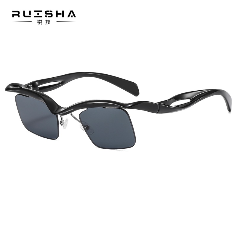 Wholesale New cross-glasses European and American sunglasses women's box sunglasses men's high-end sense special-shaped half-frame eyebrows personaliz