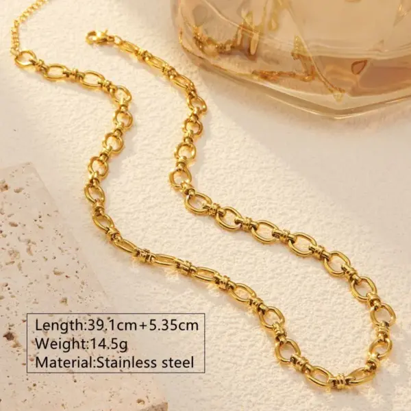 Wholesale Ion Plating (IP) 18K Gold Plated Solid Color 304 Stainless Steel Hip-Hop Streetwear Cool Style Waterproof Non Tarnish Jewelry Set