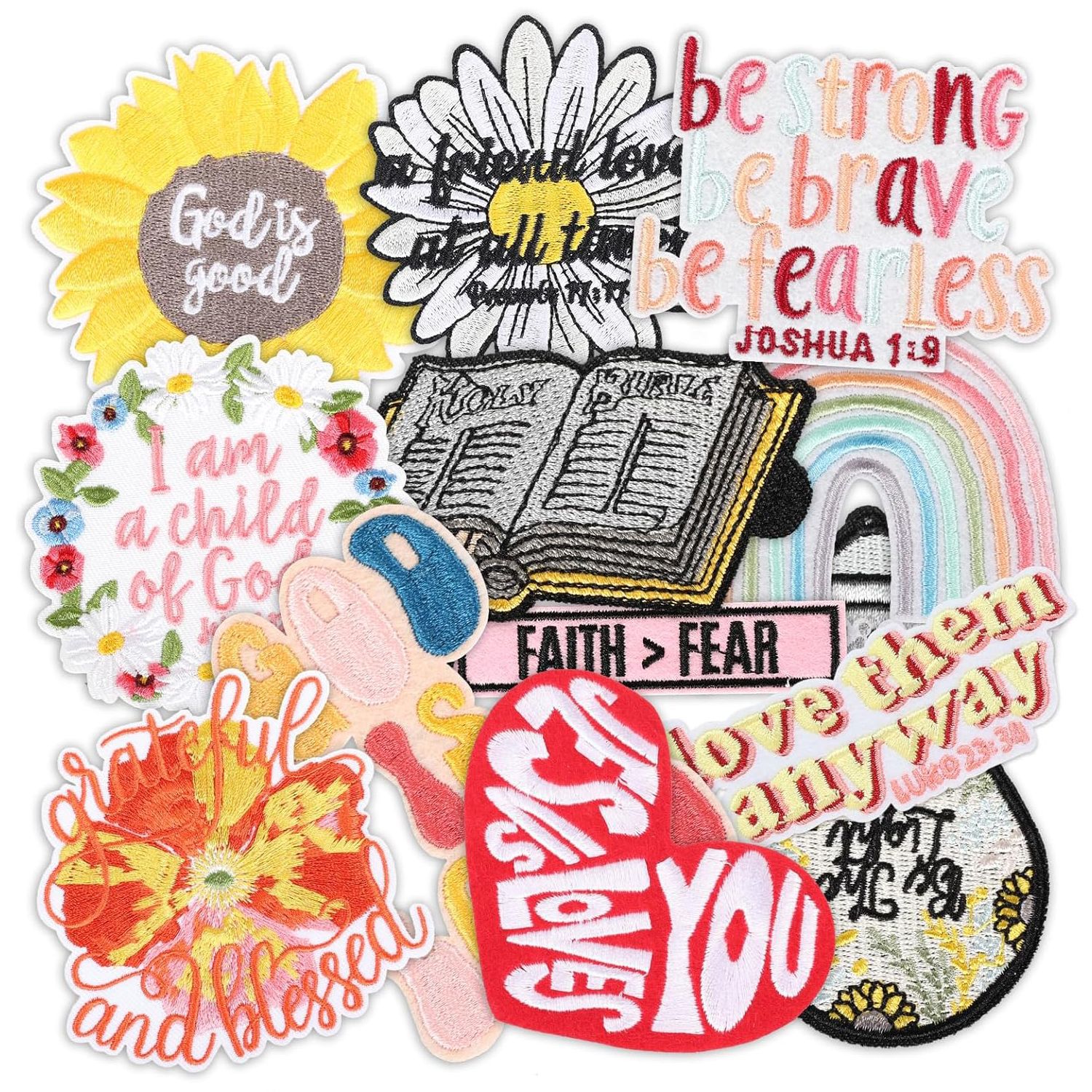 Wholesale Faith Theme Embroidery Cloth Sticker Yesu Patch Bag Decoration per Tie Bless Inspirational Language Computer Embroidery Zhangzi