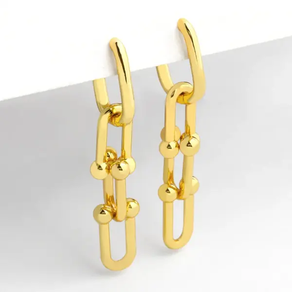 Wholesale 1 Piece Fashion U-shaped Lock Copper Patchwork Plating Bracelets Earrings Necklace