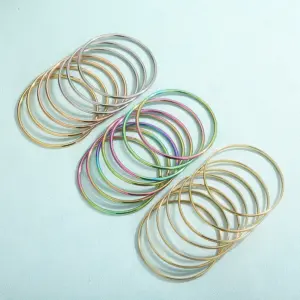 304 Stainless Steel Geometric PVD Coated Stone-Free 18K Gold Plated Simple Style Streetwear Waterproof Non Tarnish Plating Wristband