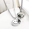 Wholesale Amazon Stainless Steel Rotating Smiley Sweater Necklace Hip-Hop European and American Long Style 2023 New Ins Jewelry Versatile