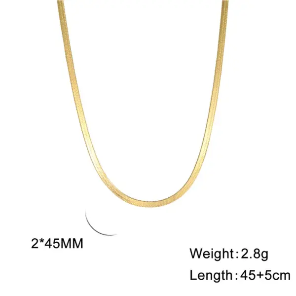 Stainless Steel Snake Flat Chain Snake Chain Female Male Simple Gold Necklace Popular Snake Bone Stainless Steel Plain Chain Necklace