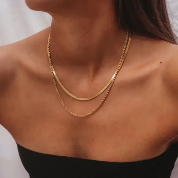 Wholesale PVD Coated Gold Plated Solid Color Stainless Steel Hip-Hop Simple Style Waterproof Non Tarnish 304 Stainless Steel Necklace