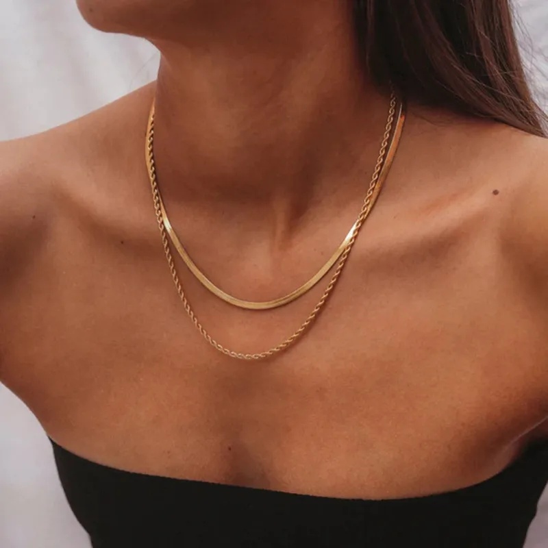 Wholesale PVD Coated Gold Plated Solid Color Stainless Steel Hip-Hop Simple Style Waterproof Non Tarnish 304 Stainless Steel Necklace