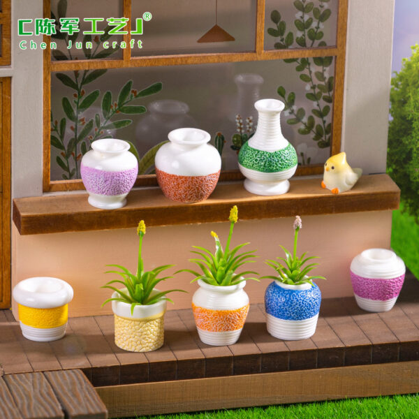Wholesale Micro-Landscape Creative Colorful Textured Vase Potted Doll House DIY Decoration Accessories Mini Desktop Ornaments
